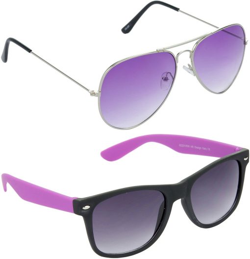 Air Strike Violet Lens Silver Frame Pilot Stylish For Sunglasses Men Women Boys Girls