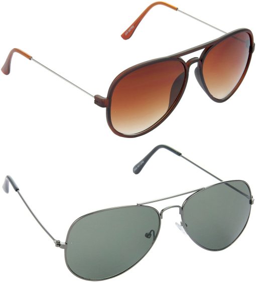 Air Strike Green Lens Grey Frame Pilot Stylish For Sunglasses Men Women Boys Girls