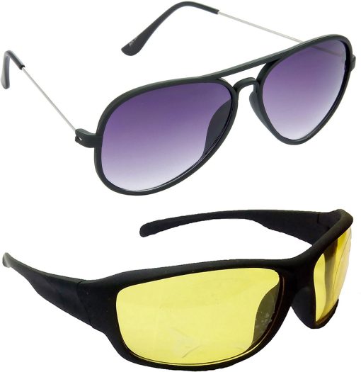 Air Strike Yellow Lens Black Frame Pilot Stylish For Sunglasses Men Women Boys Girls
