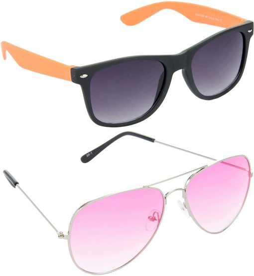 Air Strike Pink Lens Silver Frame Rectangular Stylish For Sunglasses Men Women Boys Girls
