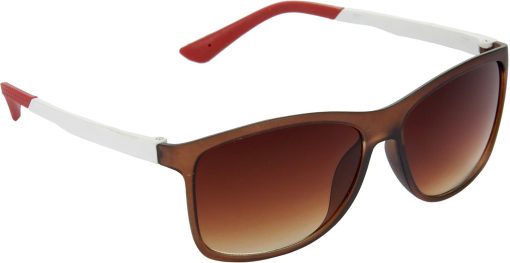 Air Strike Brown Lens White Frame Rectangular Stylish For Sunglasses Men Women Boys Girls