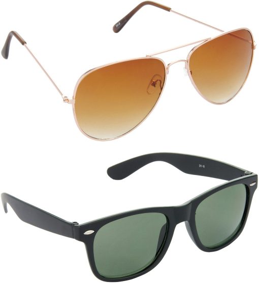 Air Strike Green Lens Gold Frame Pilot Stylish For Sunglasses Men Women Boys Girls