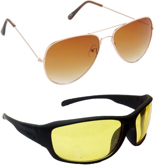 Air Strike Yellow Lens Gold Frame Pilot Stylish For Sunglasses Men Women Boys Girls