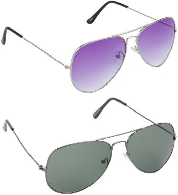 Air Strike Violet Lens Silver Frame Pilot Stylish For Sunglasses Men Women Boys Girls