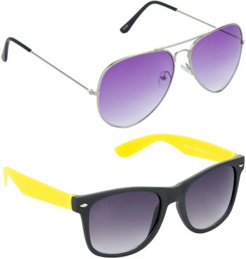 Air Strike Violet Lens Silver Frame Pilot Stylish For Sunglasses Men Women Boys Girls