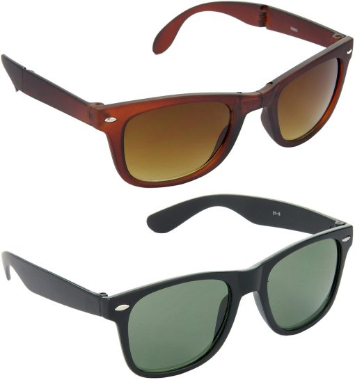 Air Strike Green Lens Brown Frame Rectangular Stylish For Sunglasses Men Women Boys Girls