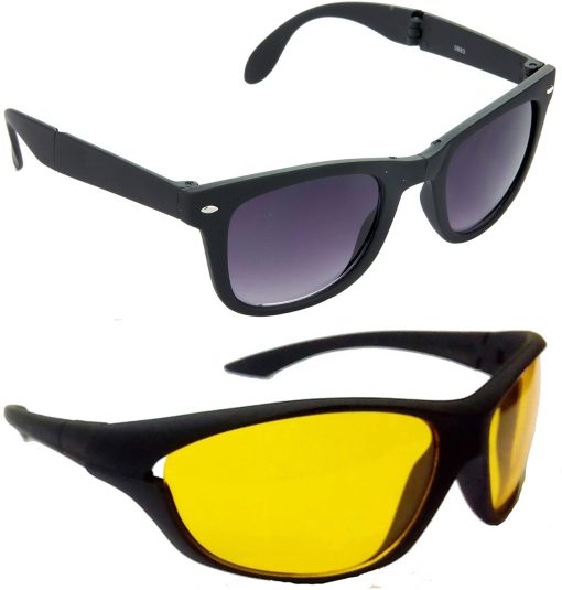 Air Strike Yellow Lens Black Frame Rectangular Stylish For Sunglasses Men Women Boys Girls