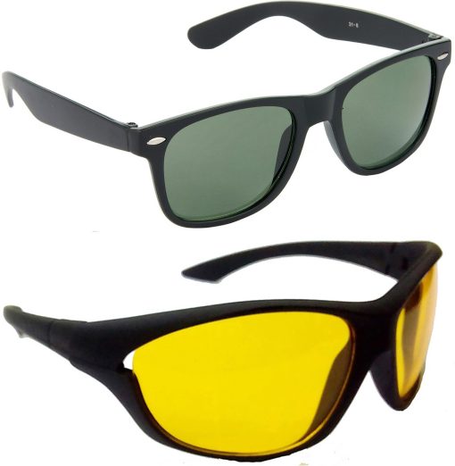 Air Strike Yellow Lens Black Frame Rectangular Stylish For Sunglasses Men Women Boys Girls