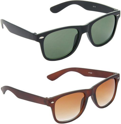 Air Strike Green Lens Brown Frame Rectangular Stylish For Sunglasses Men Women Boys Girls