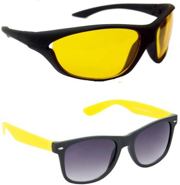 Air Strike Yellow Lens Black Frame Sports Sunglass Stylish For Sunglasses Men Women Boys Girls