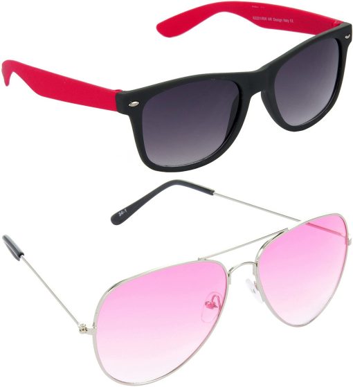 Air Strike Pink Lens Silver Frame Rectangular Stylish For Sunglasses Men Women Boys Girls