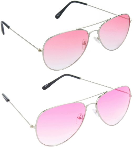 Air Strike Red Lens Silver Frame Pilot Stylish For Sunglasses Men Women Boys Girls