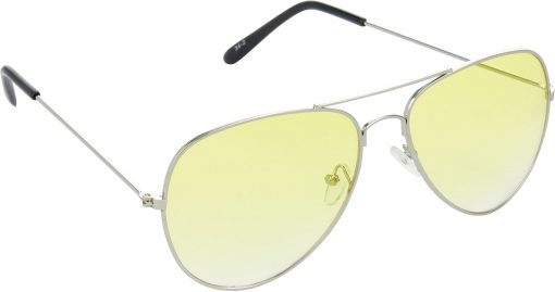Air Strike Yellow Lens Steel Silver Frame Pilot Stylish For Sunglasses Men Women Boys Girls