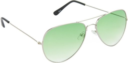 Air Strike Green Lens Steel Silver Frame Pilot Stylish For Sunglasses Men Women Boys Girls