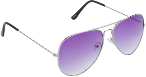 Air Strike Violet Lens Steel Silver Frame Pilot Stylish For Sunglasses Men Women Boys Girls