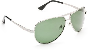 Air Strike Green Lens Silver Frame Pilot Stylish For Sunglasses Men Women Boys Girls