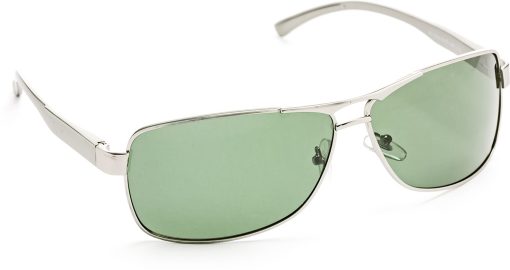 Air Strike Green Lens Silver Frame Rectangular Sunglass Stylish For Sunglasses Men Women Boys Girls
