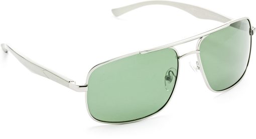 Air Strike Green Lens Silver Frame Rectangular Sunglass Stylish For Sunglasses Men Women Boys Girls