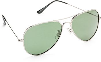 Air Strike Green Lens Silver Frame Pilot Stylish For Sunglasses Men Women Boys Girls