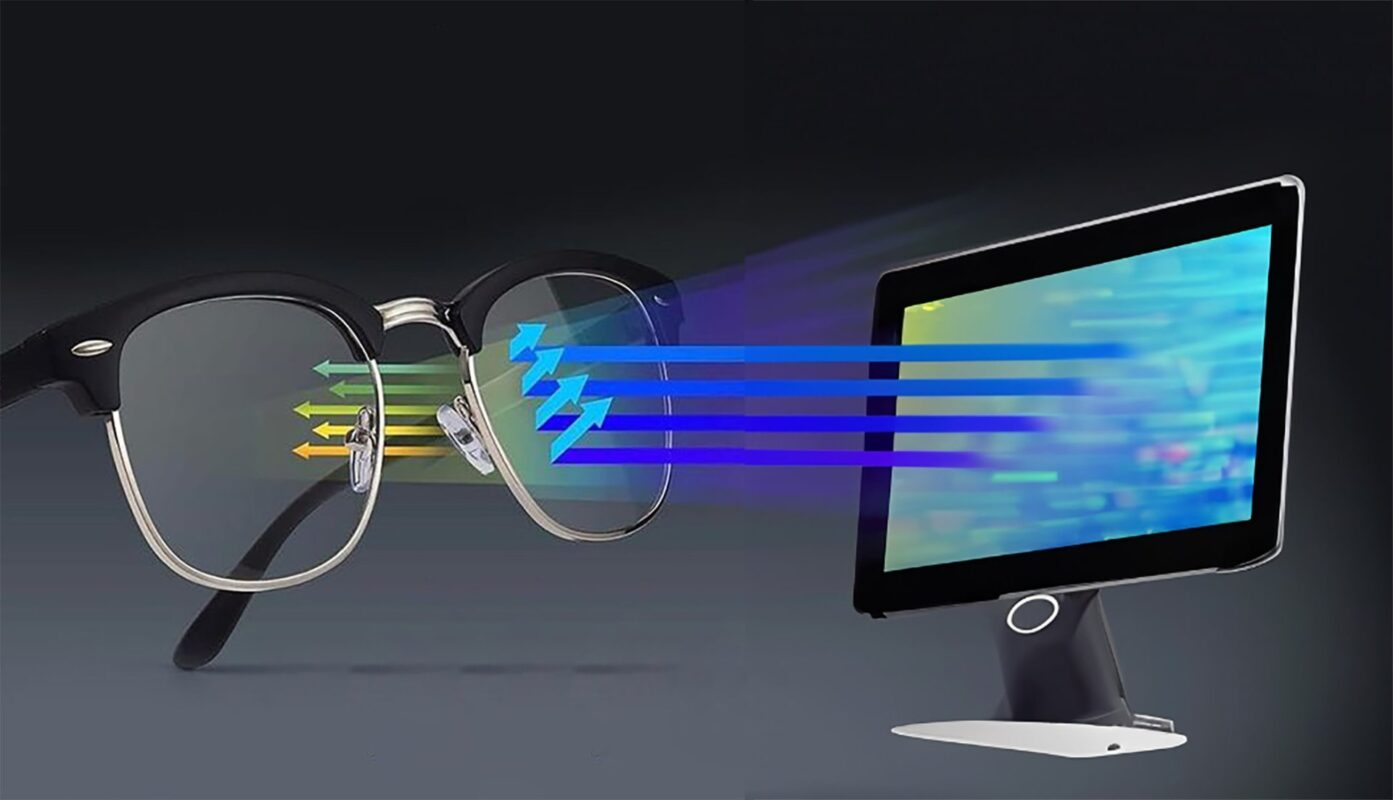 Blue light blocking computer glasses with anti-radiation coating – reduce eye strain for screen users
