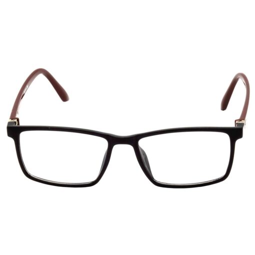 wearing anti-glare glasses.