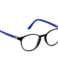 stylish computer glasses and using a tablet.