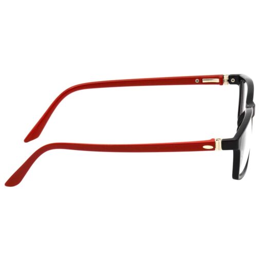 A pair of vibrant purple computer glasses for women on a fashion magazine.