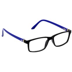 A close-up of a student's relieved expression after putting on computer glasses.
