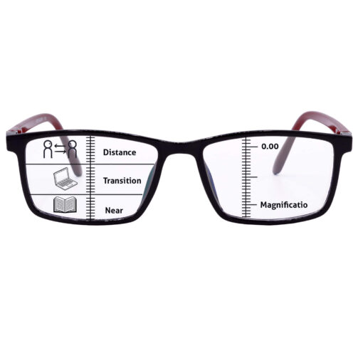 Stylish +1.00 Progressive Reading Glasses with Blue Cut and Anti-Glare