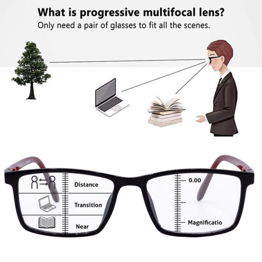 Hrinkar Progressive Reading Glasses +1.00 Blue Cut Anti Glare Black & Red