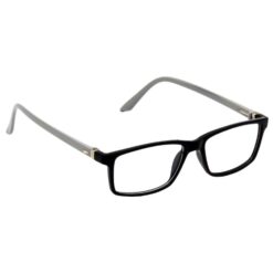 wearing comfortable Wayfarer-style computer glasses.