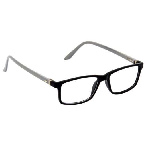 wearing comfortable Wayfarer-style computer glasses.