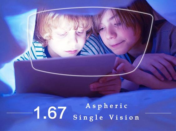 An illustration comparing different advanced lens technologies, including progressive, blue-light filtering, and photochromic lenses.