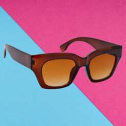 A pair of modern brown cat-eye sunglasses for trendsetters