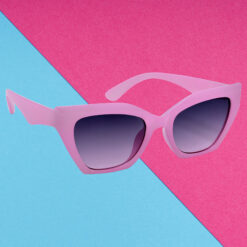 A pair of minimalist blue cat-eye sunglasses for trendsetters