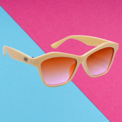 A pair of sleek yellow cat-eye sunglasses for trendsetters