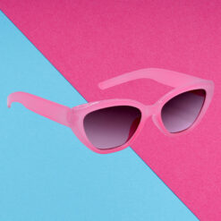 A pair of oversized blue cat-eye sunglasses for women