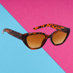 A pair of sleek silver cat-eye sunglasses for young women