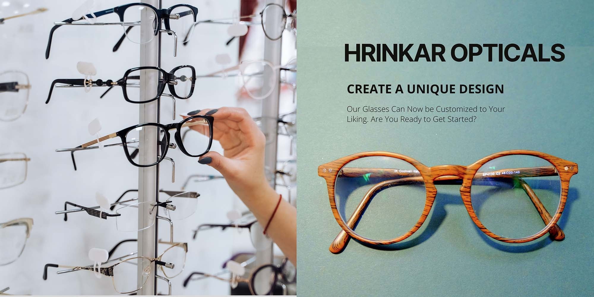 Optician assisting a customer with frame selection at Hrinkar Optical, Bangalore