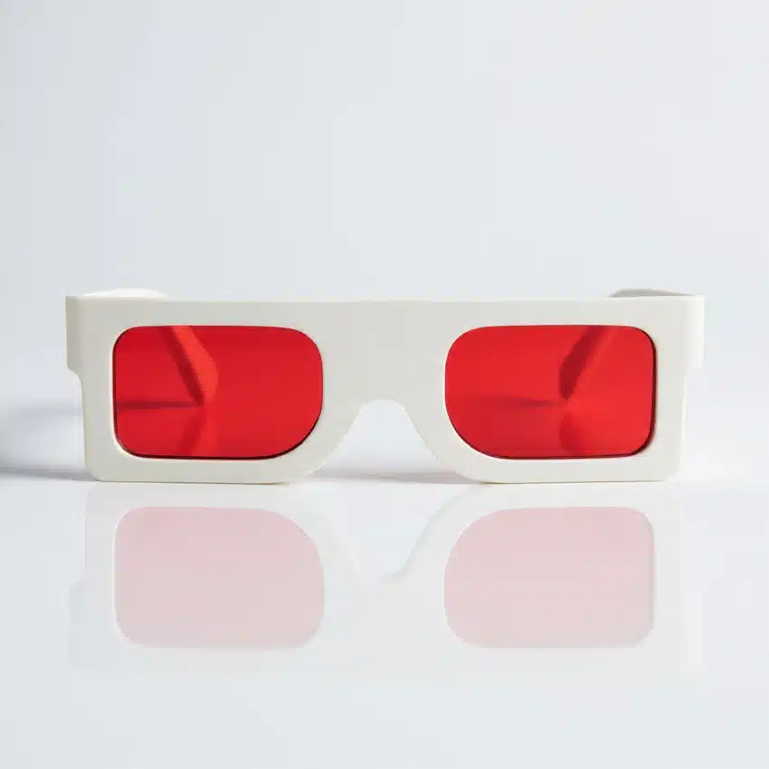 Secret Decoder Glasses with Red Lens – Paper 3D Decoder Glasses for Hidden Messages & Fun Activities 1 Red-red filter decode glasses showing tinted lenses for revealing hidden messages.