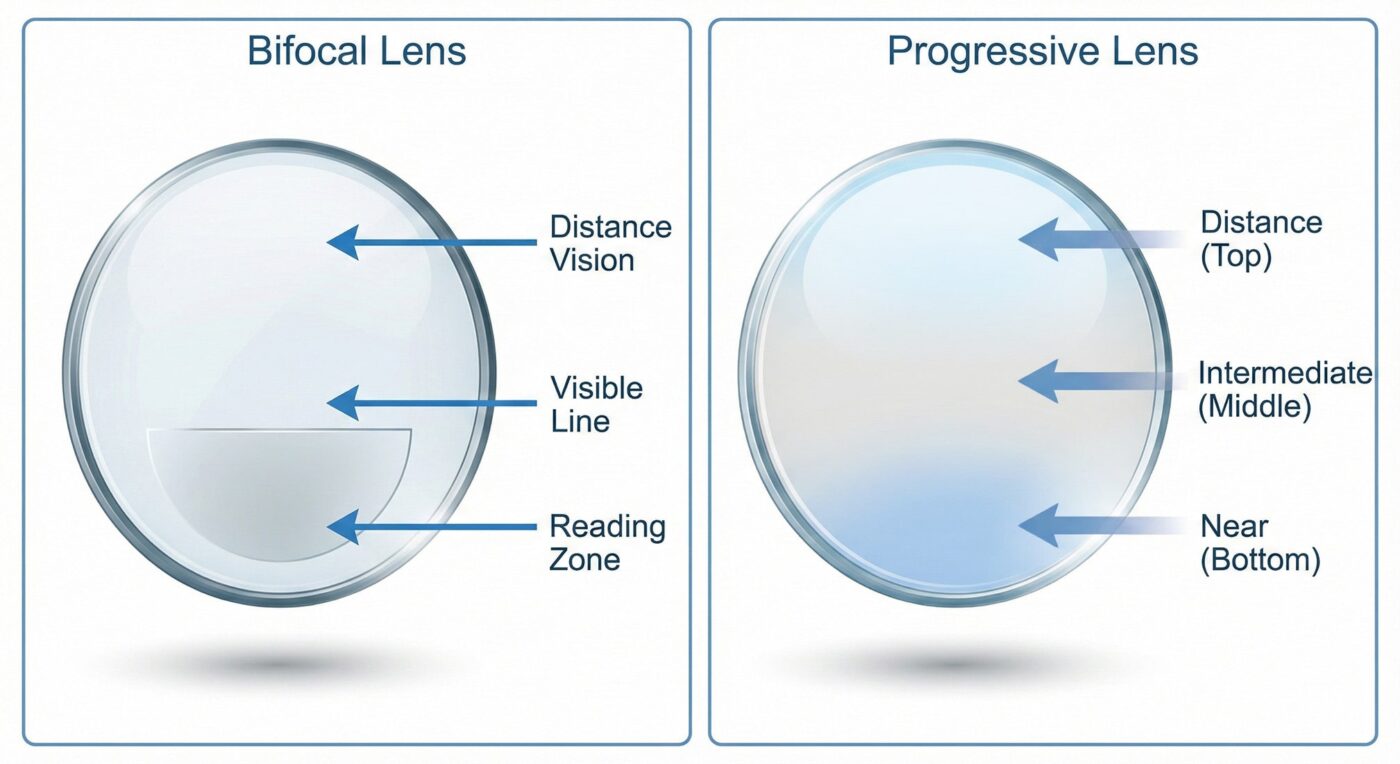 Best Optical Shop in Bangalore: Your Complete Guide to Progressive Lenses & Blue Cut Glasses 6 bifocal vs progressive lenses infographic price comparison Bangalore optical shop