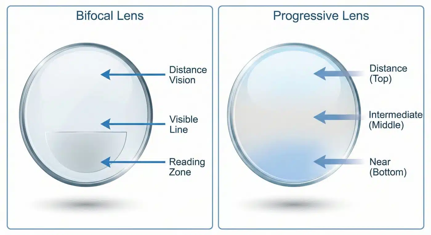 Best Optical Shop in Bangalore: Your Complete Guide to Progressive Lenses & Blue Cut Glasses 6 bifocal vs progressive lenses infographic price comparison Bangalore optical shop