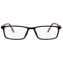 HRD BC01 BK RD 1 38 Black and Red Full Rim Rectangle +3.00 Power Reading Glasses | Anti Glare & Blue Cut Comfortable Fit Near Vision Eyeglasses | Lightweight Flexible Frame | HRD-BC01-BK-RD