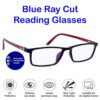 Black and Red Full Rim Rectangle +3.00 Power Reading Glasses | Anti Glare & Blue Cut Comfortable Fit Near Vision Eyeglasses | Lightweight Flexible Frame | HRD-BC01-BK-RD 10 HRD BC01 BK RD 3 38 Black and Red Full Rim Rectangle +3.00 Power Reading Glasses | Anti Glare & Blue Cut Comfortable Fit Near Vision Eyeglasses | Lightweight Flexible Frame | HRD-BC01-BK-RD
