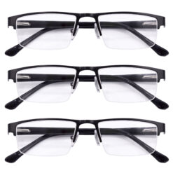 Hrinkar Rectangle Half Rim Portable Reading Glasses For Men And Women (Black Frame, Near Vision) |