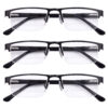 Hrinkar Rectangle Half Rim Portable Reading Glasses For Men And Women (Black Frame, Near Vision) |
