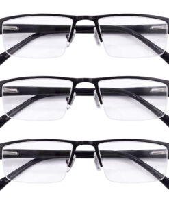 Hrinkar Rectangle Half Rim Portable Reading Glasses For Men And Women (Black Frame, Near Vision) |