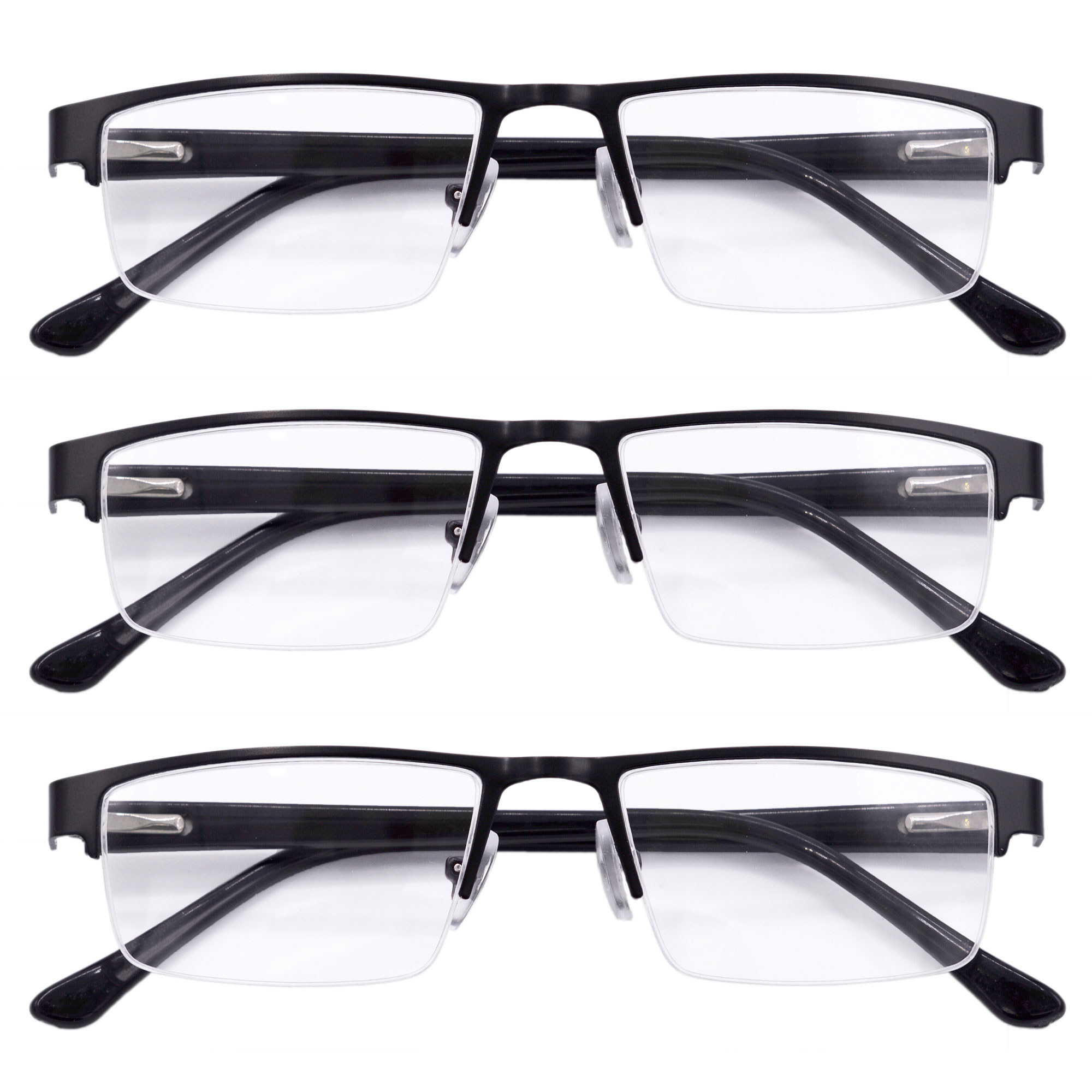 Hrinkar Rectangle Half Rim Portable Reading Glasses For Men And Women (Black Frame, Near Vision) |