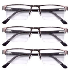 Hrinkar Rectangle Half Rim Portable Reading Glasses For Men And Women (Brown Frame, Near Vision) |