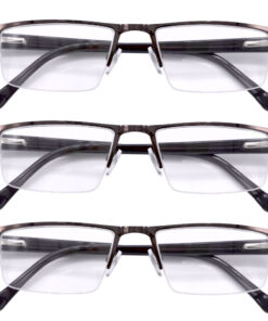 Hrinkar Rectangle Half Rim Portable Reading Glasses For Men And Women (Brown Frame, Near Vision) |